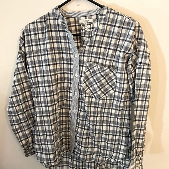 MADEWELL FLANNEL, WHITE/NAVY Sz Medium (1013) - Picture 1 of 4